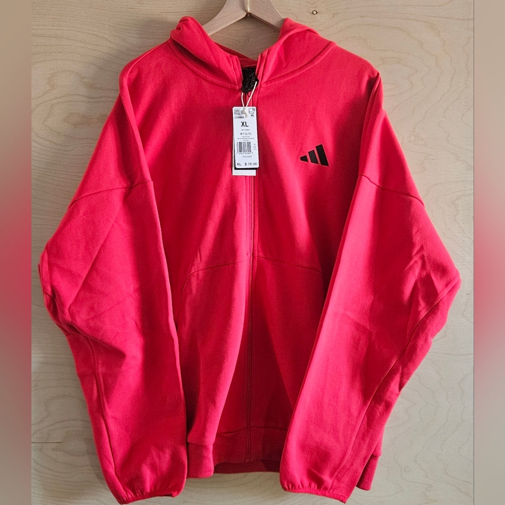Adidas Full Zip Red Hoodie Mens Size XL